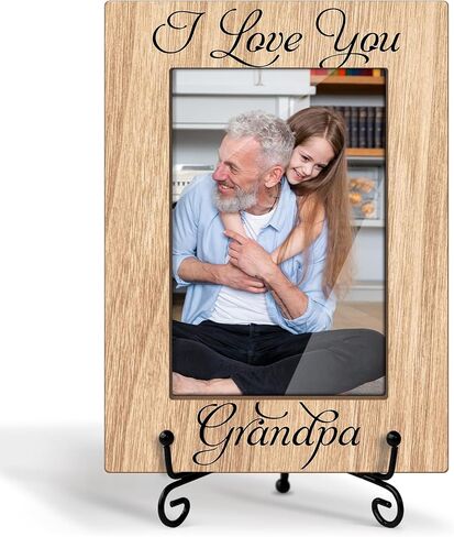 Grandpa Picture Frame Wooden Picture Frames 4x6 - I Love You Grandpa, Wooden Photo Frame With Stand, First Time Grandparent Gifts Grandpa Gifts Display Frame (Vertical) -20 in Saudi Arabia