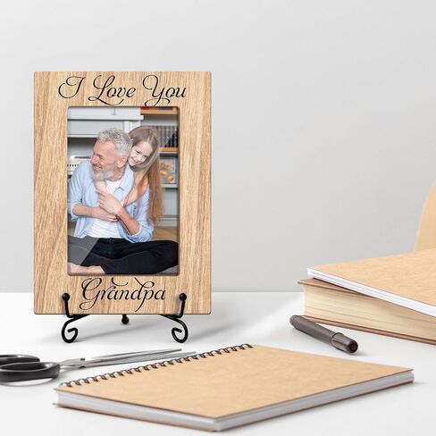 Grandpa Picture Frame Wooden Picture Frames 4x6 - I Love You Grandpa, Wooden Photo Frame With Stand, First Time Grandparent Gifts Grandpa Gifts Display Frame (Vertical) -20 in Saudi Arabia