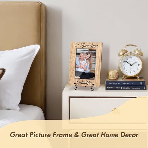 Grandpa Picture Frame Wooden Picture Frames 4x6 - I Love You Grandpa, Wooden Photo Frame With Stand, First Time Grandparent Gifts Grandpa Gifts Display Frame (Vertical) -20 in Saudi Arabia