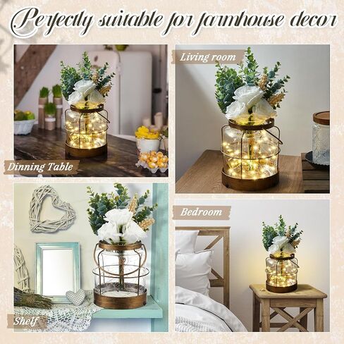Vintage Glass Rustic Farmhouse Vase, Farmhouse Decorations with Plants Flowers and Lights, Vintage Style Decorative Vase for Floral Arrangement Gifts Home Bathroom Decor in Kuwait