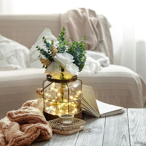 Vintage Glass Rustic Farmhouse Vase, Farmhouse Decorations with Plants Flowers and Lights, Vintage Style Decorative Vase for Floral Arrangement Gifts Home Bathroom Decor in Kuwait