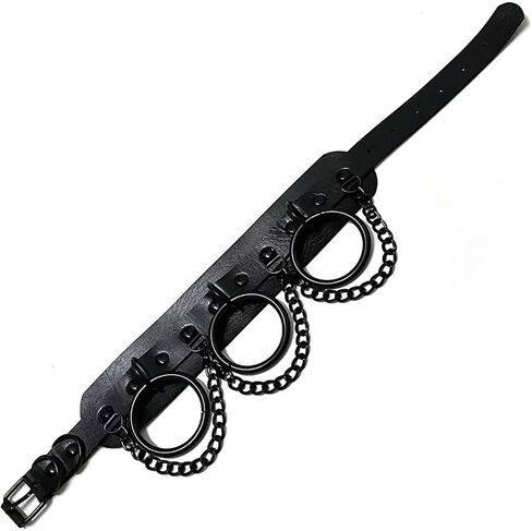 Black Gothic Leather Choker Necklace Adjustable Punk Rock Collar with D-Rings CosplayJewelry Gift in Saudi Arabia
