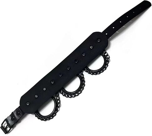 Black Gothic Leather Choker Necklace Adjustable Punk Rock Collar with D-Rings CosplayJewelry Gift in Saudi Arabia