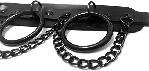 Black Gothic Leather Choker Necklace Adjustable Punk Rock Collar with D-Rings CosplayJewelry Gift in Saudi Arabia