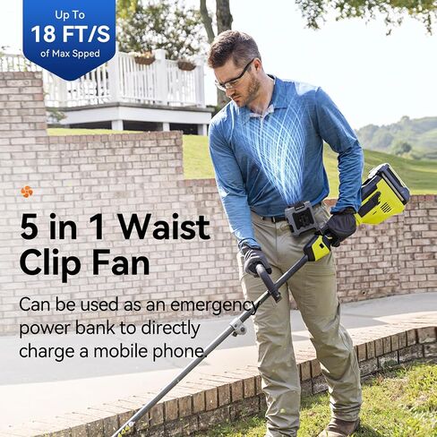 Waist Fan With Flashlight,Personal Fan Portable USB Rechargeable Waist Clip Fan Working Fan Hand Free 10000mAh, 36hours Wearable Cooler Fan in Saudi Arabia