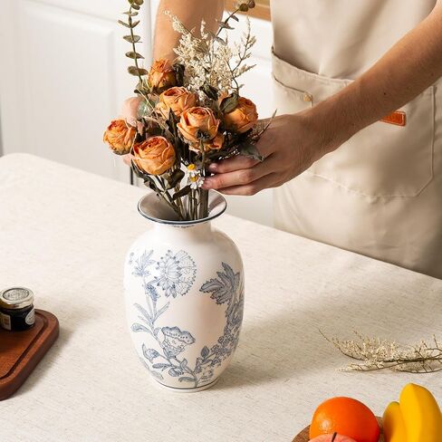 Blue and White Vase for Home Decor, Ceramic Chinoiserie Vase Decor, Porcelain Vases, Flowers in Kuwait