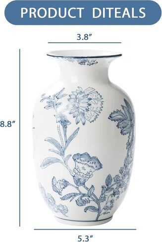 Blue and White Vase for Home Decor, Ceramic Chinoiserie Vase Decor, Porcelain Vases, Flowers in Kuwait