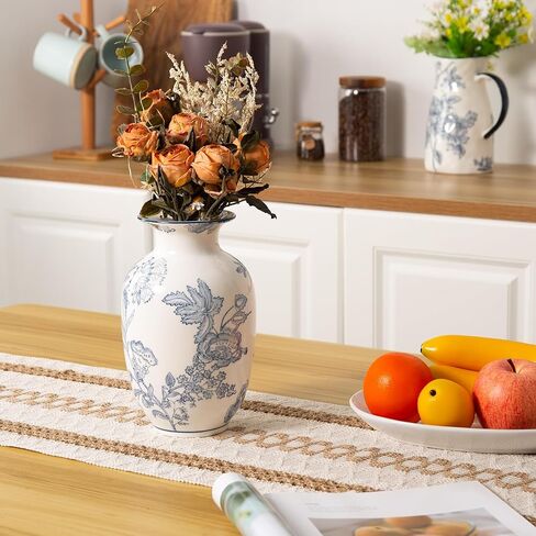 Blue and White Vase for Home Decor, Ceramic Chinoiserie Vase Decor, Porcelain Vases, Flowers in Kuwait