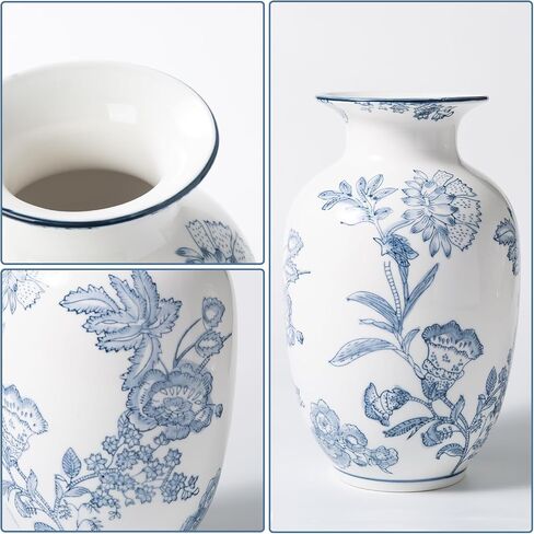 Blue and White Vase for Home Decor, Ceramic Chinoiserie Vase Decor, Porcelain Vases, Flowers in Kuwait