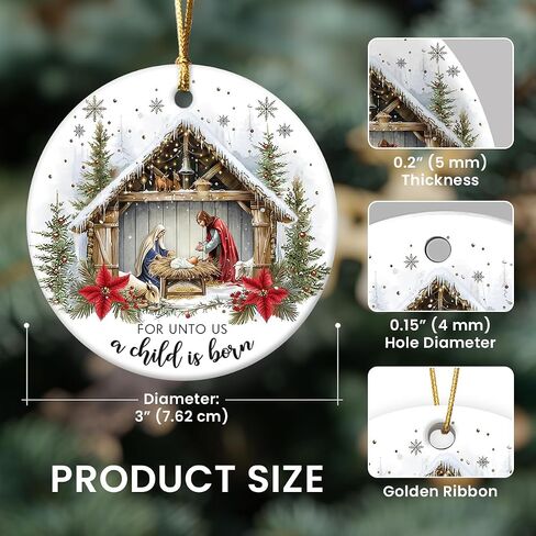 Christmas Nativity Scene Ornaments - Religious Christmas Ornaments 2024, Jesus Ornaments for Christmas Tree Decorations, for Christian Women, Ceramic Christian Ornament in Saudi Arabia