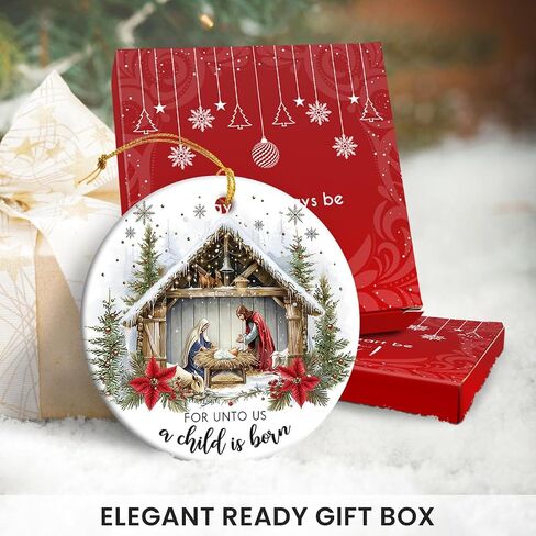 Christmas Nativity Scene Ornaments - Religious Christmas Ornaments 2024, Jesus Ornaments for Christmas Tree Decorations, for Christian Women, Ceramic Christian Ornament in Saudi Arabia
