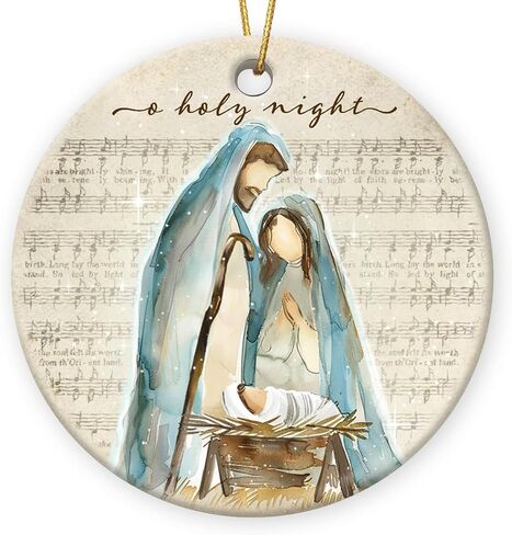Christmas Nativity Scene Ornaments - Religious Christmas Ornaments 2024, Jesus Ornaments for Christmas Tree Decorations, for Christian Women, Ceramic Christian Ornament in Saudi Arabia