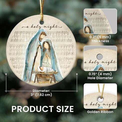 Christmas Nativity Scene Ornaments - Religious Christmas Ornaments 2024, Jesus Ornaments for Christmas Tree Decorations, for Christian Women, Ceramic Christian Ornament in Saudi Arabia