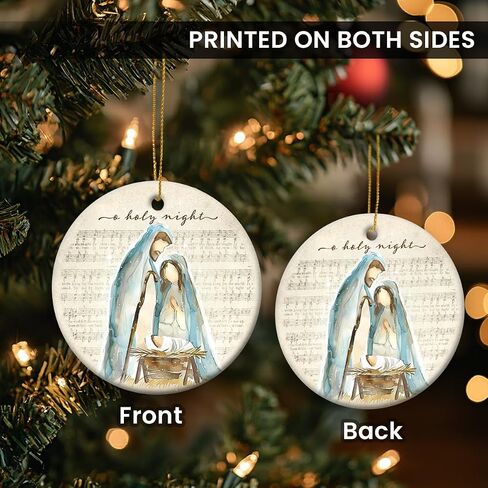 Christmas Nativity Scene Ornaments - Religious Christmas Ornaments 2024, Jesus Ornaments for Christmas Tree Decorations, for Christian Women, Ceramic Christian Ornament in Saudi Arabia