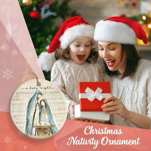 Christmas Nativity Scene Ornaments - Religious Christmas Ornaments 2024, Jesus Ornaments for Christmas Tree Decorations, for Christian Women, Ceramic Christian Ornament in Saudi Arabia