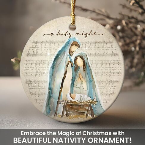 Christmas Nativity Scene Ornaments - Religious Christmas Ornaments 2024, Jesus Ornaments for Christmas Tree Decorations, for Christian Women, Ceramic Christian Ornament in Saudi Arabia