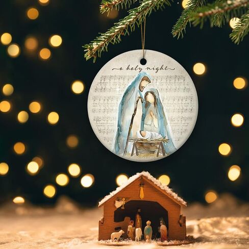 Christmas Nativity Scene Ornaments - Religious Christmas Ornaments 2024, Jesus Ornaments for Christmas Tree Decorations, for Christian Women, Ceramic Christian Ornament in Saudi Arabia