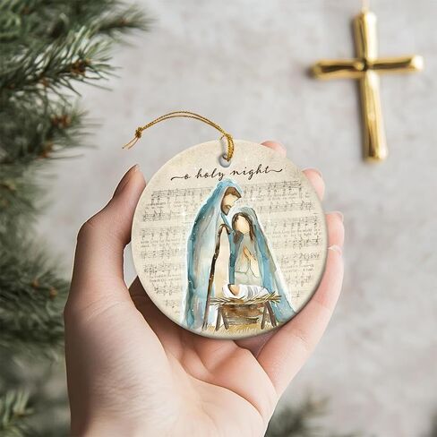 Christmas Nativity Scene Ornaments - Religious Christmas Ornaments 2024, Jesus Ornaments for Christmas Tree Decorations, for Christian Women, Ceramic Christian Ornament in Saudi Arabia