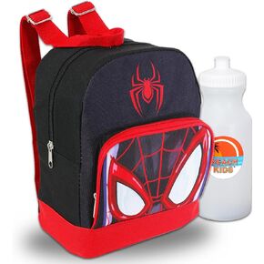 Miles Morales Mini Backpack Bundle - 10" Canvas Spiderman Backpack with Front Pocket and Bottle | Spiderverse Miles Morales Backpack Purse Set