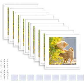 12x12 Picture Tiles | Mix Tiles Picture Frames Stick on Wall | Photo Tiles Peel and Stick Picture Frames as Gallery Wall Frame Set (Black - 9 Pcs)