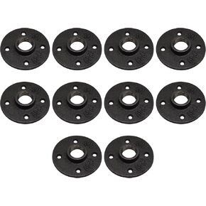DSDS 10 PACK 1/2" 4 Holes Floor Flange, Rustic Industrial Black Malleable Iron Floor Flange for Pipe Shelf Furniture Home Decor…