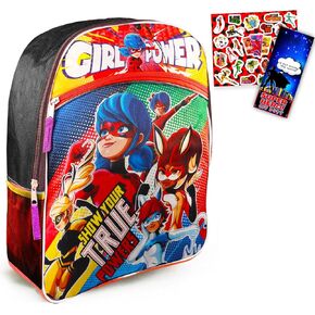 مجموعة حقيبة ظهر Miraculous Ladybug - حزمة مع حقيبة ظهر Miraculous Ladybug مقاس 16 بوصة مع ملصقات الأبطال الخارقين والمزيد (لوازم المدرسة Miraculous Ladybug) in Kuwait