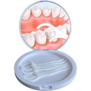 AINIFU Circular Dental Floss Case Box with Mirror Perfect for Dinners,Dating,Travel,Hotels Dental Floss Portable Case Box