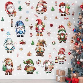 12 Sheets Christmas Gingerbread Wall Stickers Decorations, Xmas Wall Decals Holiday Gingerbread Candy Floor Wall Vinyl Stickers for Living Room Bedroom Home Office Decor