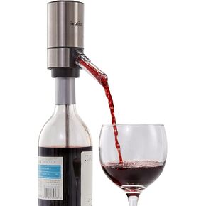 Ivation Stainless Steel Wine Aerator & Dispenser Set | Electric Battery-Operated Universal Wine Spout with Automatic Button Dispenser, Aeration Control, Stainless Steel Extension Rod & Storage Stand