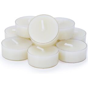 Natural Beeswax Tealights, DEYBBY Handmade Beeswax Candles, 4 Hour Burn Time, Clear Cup, Set of 10,White Raw
