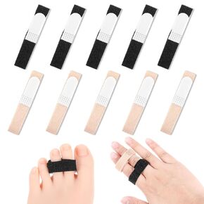 10 Pack Tape Finger Straps With Padded Hook and Loop Finger Buddy Strap Fingers Fixation Strap Thicken Pinky Splint Pinky Finger Splint for Injured Finger Support Knuckle Stabilizer(Black)