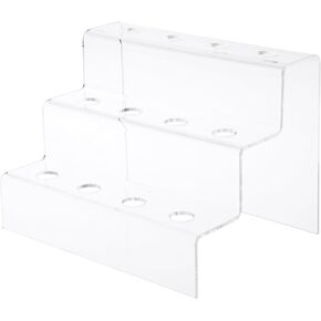 Plymor Clear Acrylic Wine Bottle Stopper Display Stairs, 6.25" H x 8.75" W x 6.5" D