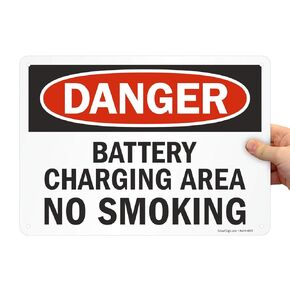 SmartSign "Danger - Battery Charging Area, No Smoking" Sign | 10" x 14" Plastic