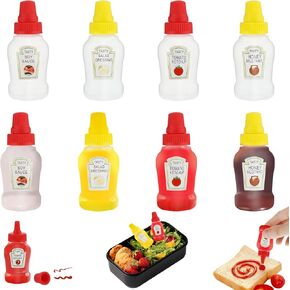 8 Pcs Mini Ketchup Bottles Condiment Squeeze Bottles Empty Plastic Portable Honey Salad Dressing Container Squirt Squeezable Jar Sauce Mustard Syrup Dispenser Bento Box Accessories