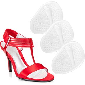 3 Pairs Metatarsal Pads Women, Ball of Foot Cushions Anti Sliding Foot Pads for Open Toe Shoes Heel Inserts for Women, No Slip Heel Grips Liners Shoe Pads for Loose Shoe Blisters (Beige, Black, Clear)