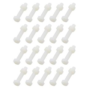 TAODAN 20 Pairs M5x25mm White Nylon Hexagonal Screw and Nut Plastic Screw Fastener for Industrial Fastening