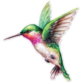 Milk Mug Designs Watercolor Ruby Throated Hummingbird 3 inch Full Color Vinyl Decal