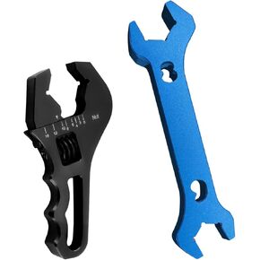 Adjustable AN Fittings Wrench AN Wrench for AN Hose Fitting Adapters AN Fitting Tool 3AN-16AN Lightweight Aluminum Black. With a 6AN-AN8 Double Hose End Fitting Wrench Blue