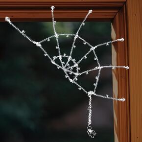 Mity rain Spider Web Decoration - Spider Webs Halloween Decorations Door Topper Crystal Spider Web Comes with Simulated Spider, Includes All You need for DIY