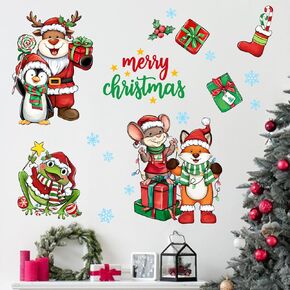 Mfault Merry Christmas Rock in Roll Music Wall Decals Stickers, Xmas Santa Deer Snowman Decorations Bedroom Art, Funny Note New Year 2025 Party Home Kitchen Decor Winter Holiday Gift