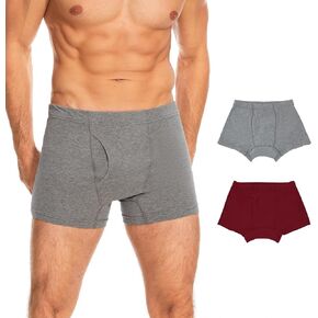 Washable Incontinence Boxer Briefs for Men - Cotton Leakproof Underwear with Fly, Enhanced Front & Rear Protection 120ml Absorbency (3 Pack, L, Gray)