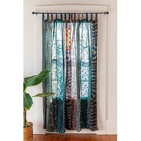 Indian Curtain Silk Curtain Theme Patchwork Sari Bohemian Gypsy Curtain Curtains (Pink)