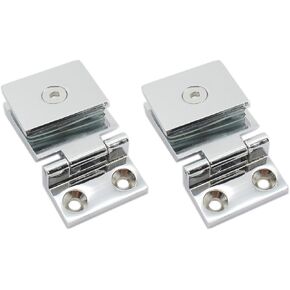 2 Pack Glass Door Hinge, TTZEZE 90 Degree Shower Door Hinges Heavy Duty Glass Door Cupboard Showcase Cabinet Gate Clamp Glass Door Clamps Replacement Parts, Zinc Alloy Brushed Finish for 5-8mm Glass