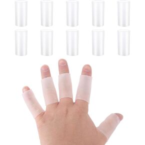Prasacco 10 PCS Finger Sleeve Protectors, Silicone Finger Sleeve Gel Finger Sleeve Protectors Finger Covers Finger Cover Cap Finger Support for Golf, Basketball, Golf, Rugby, Cracked Finger
