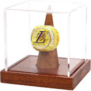 Championship Ring Display Case, 3 in 1 Rings Holder with Solid Wooden Base, Clear Acrylic Design for Ultimate Ring Display Protection