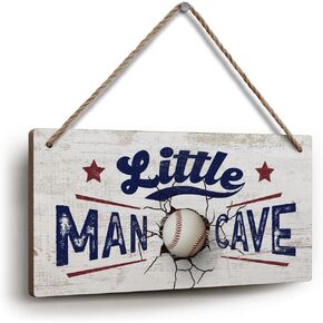 YZEXEZY Construction Boy Room Decor-Little Man Cave Sign 6"x12" Construction Wall Decor Hanging Plaque for Toddler Room,Kids Bedroom,Nursery Boys Playroom
