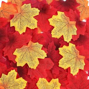 300pcs Artificial Autumn Leaves, Lifelike Autumn Maple Leaf 3.35 Inch Fake Fall Leaves for Crafts Wedding Garland Festival Party Thanksgiving Home Table Decorations