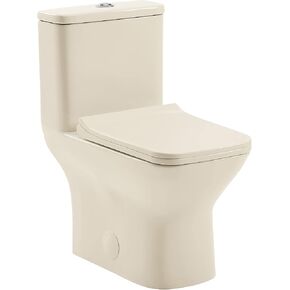 سويس ماديسون SM-1T256 كاريه مرحاض قطعة واحدة، مرحاض مربع، مرحاض مزدوج التدفق 1.1/1.6 gpf، مرحاض حديث، مراحيض للحمامات، أبيض غير لامع