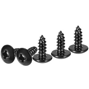 #4x1/2 Sheet Metal Screws - 100 Pack - for Wood, Furniture - 304 Stainless Steel Phillips Truss Head Self Tapping Tip Wood Screws - Black