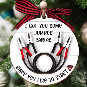 I Got You Some Jumper Cables Ornament، زخرفة عيد الميلاد المضحكة 2024، زخرفة عيد الميلاد المضحكة للأصدقاء، هدايا مضحكة لزملاء العمل، هدايا الفيل الأبيض لزملاء العمل، زخرفة هدايا التبادل